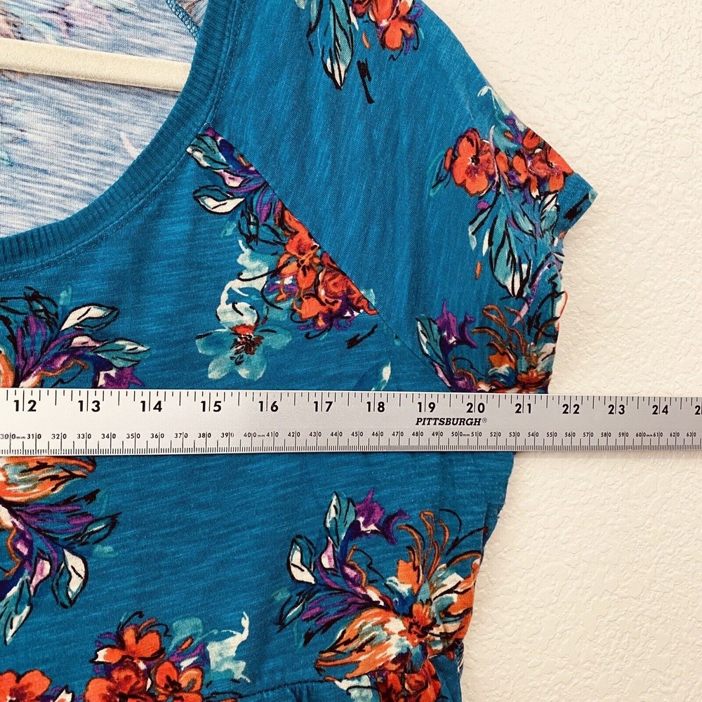 Torrid Shirt Womens Size 1X Floral Teal Peplum Cropped - Picture 4 of 9